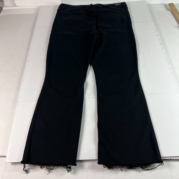 Paige Jean Women 36x28* Claudine High Rise Crop Flare Black Raw Hem Denim Tag 33 - Picture 9 of 16